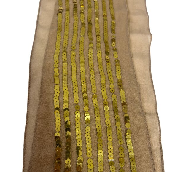 Bijoux Terner Scarf Womens Tan Gold Sequins Lightweight Elegant Accessory New - Picture 3 of 7